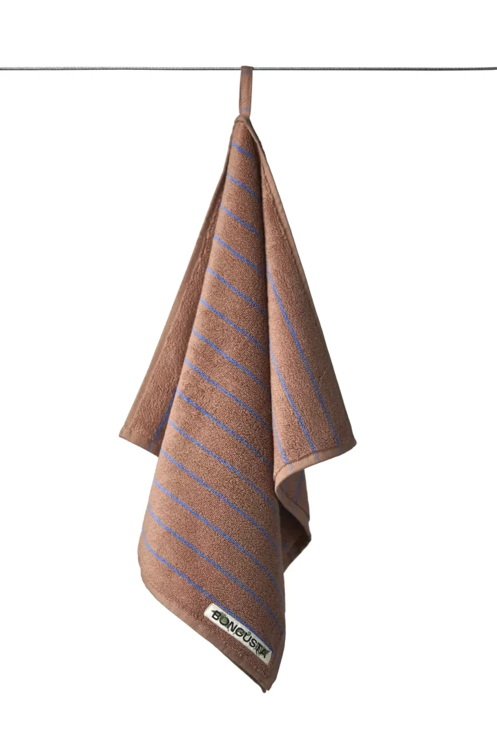 Bongusta Naram Gæstehåndklæde, Camel & ultramarine blue
