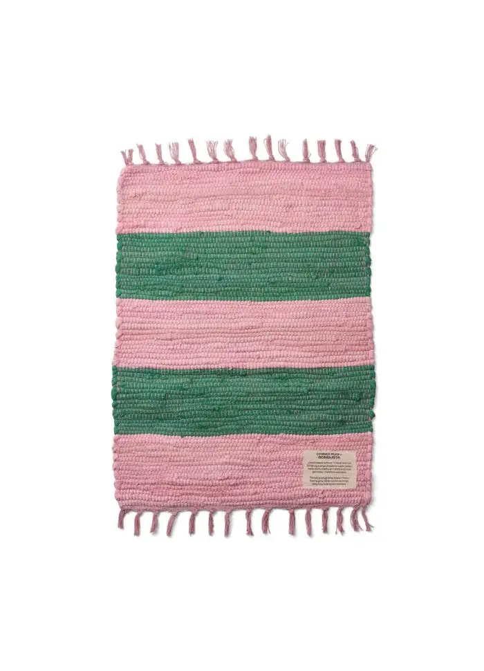 Bongusta Chindi gulvtæppe 45x60cm, Pink & grass