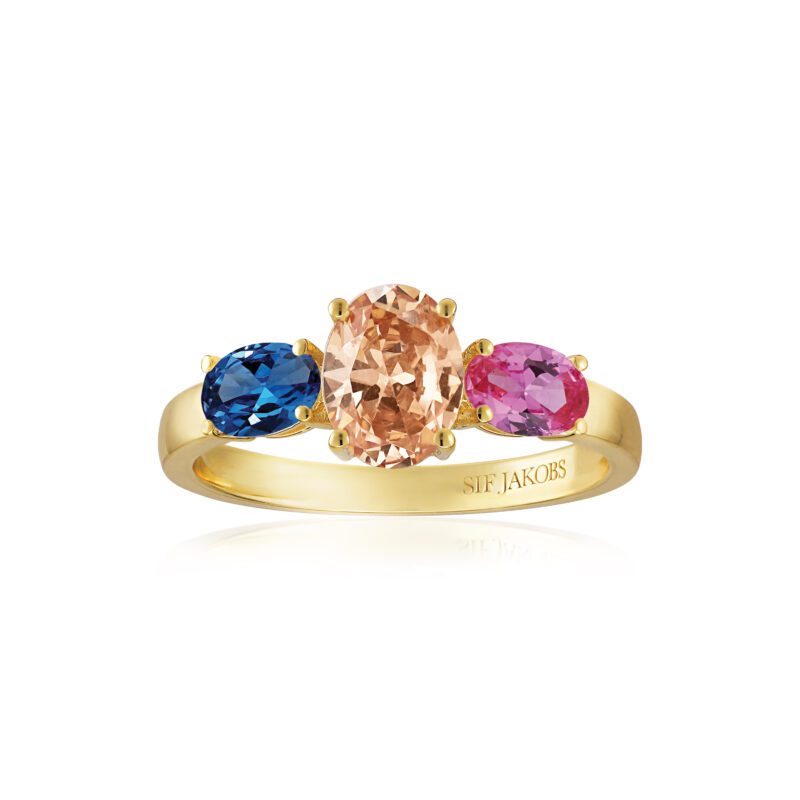 Den fineste Sif Jakobs ring fra Ellisse kollektionen med de smukke multifarvede sten.